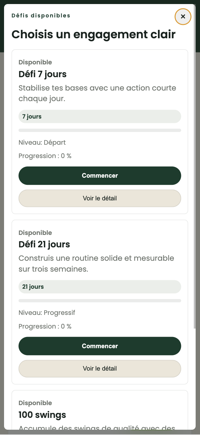 Écran Défis