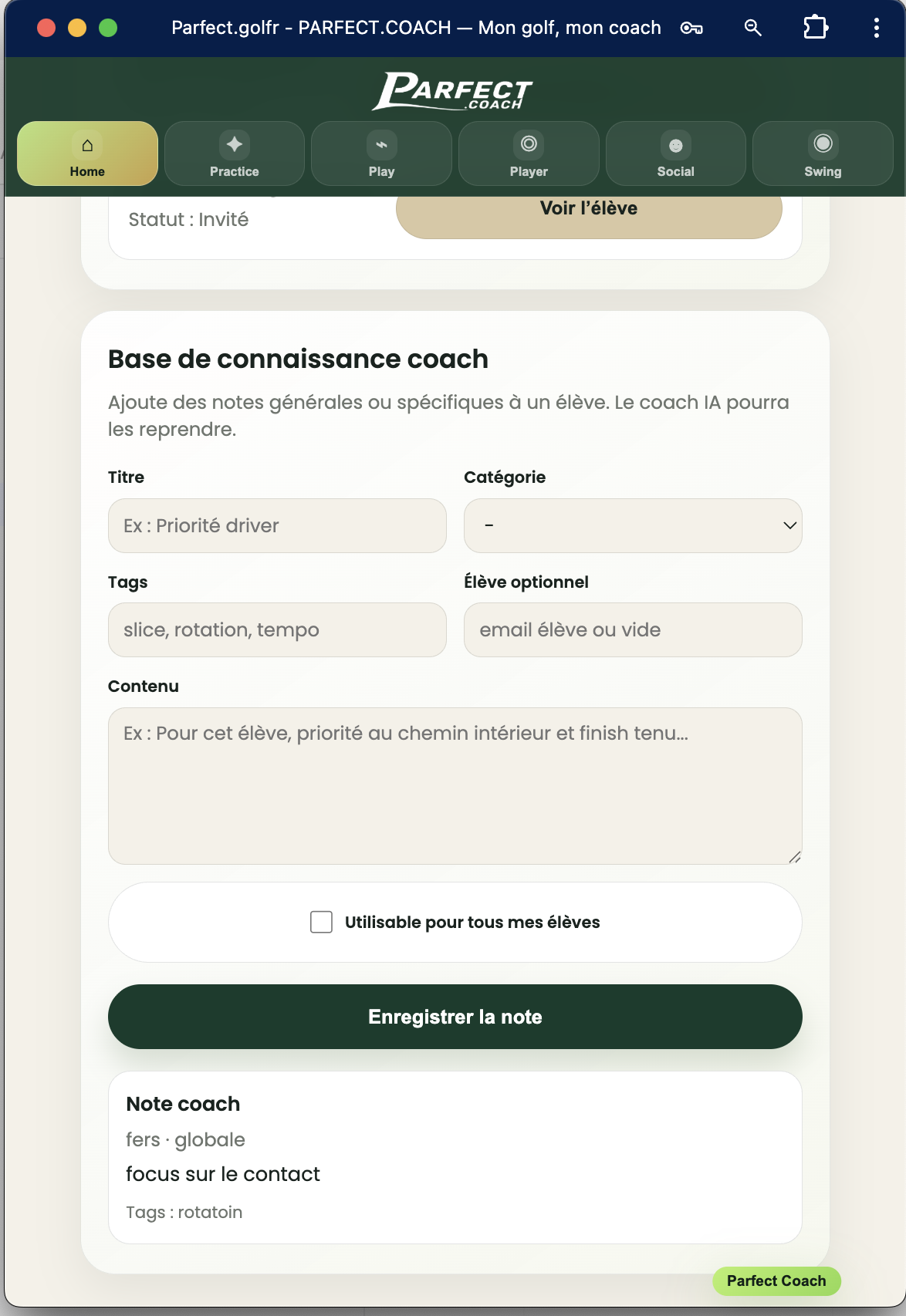 Base de connaissances coach