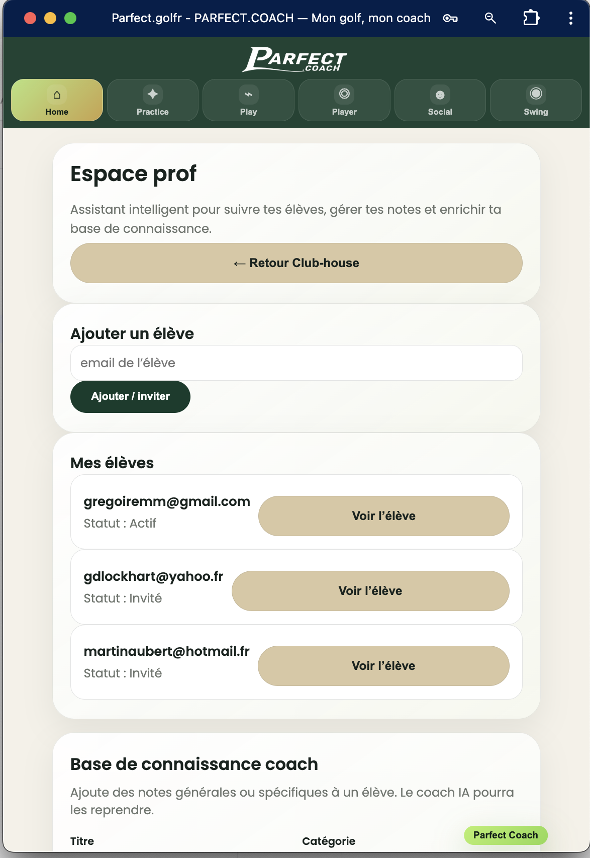Espace professeur